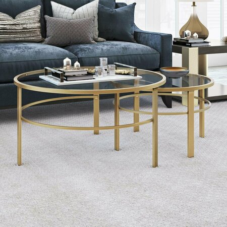 HENN & HART Gaia Brass Finish Nesting Coffee Table Set CT0052